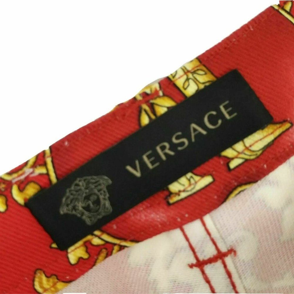 VERSACE Red Gold Denim Baroco Medusa Shorts 26/4 - Picture 10 of 13